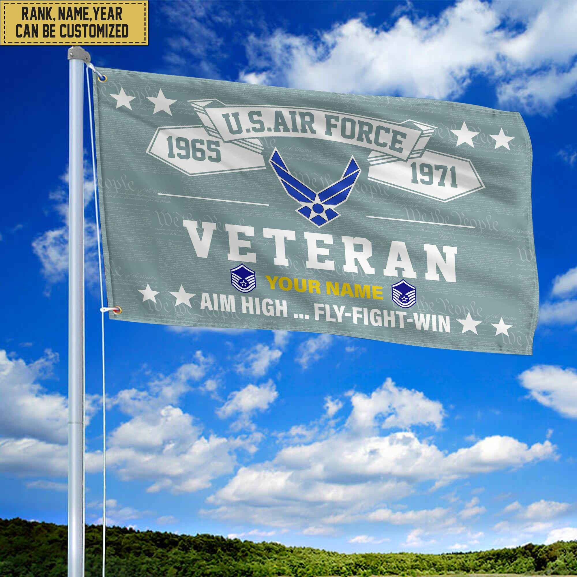 Premium Personalized USAF Veteran Grommet Flag, Gift For Air Force Veteran, Gift For Veterans Day, Memorial Day, Father's Day