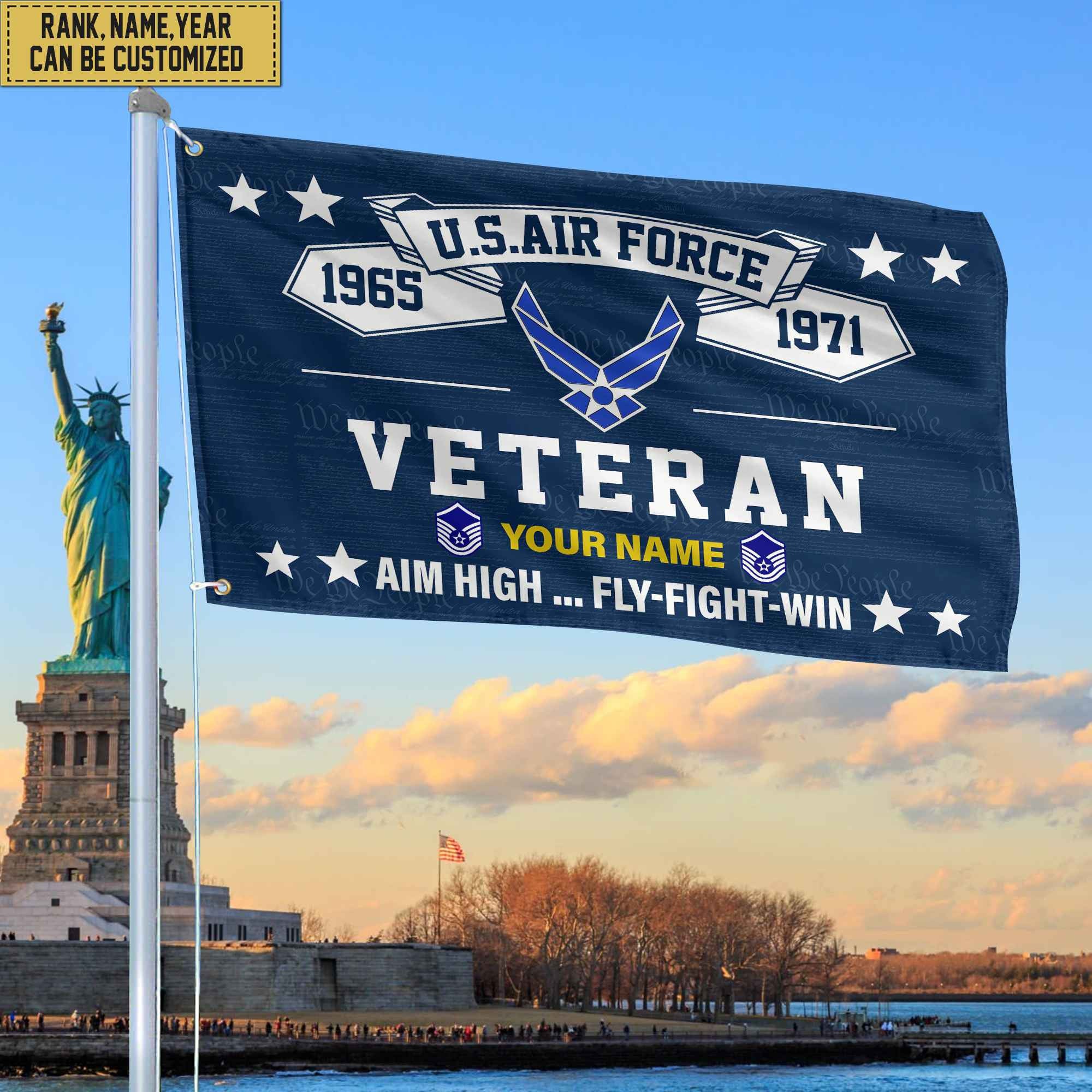 Premium Personalized USAF Veteran Grommet Flag, Gift For Air Force Veteran, Gift For Veterans Day, Memorial Day, Father's Day