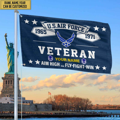 Premium Personalized USAF Veteran Grommet Flag, Gift For Air Force Veteran, Gift For Veterans Day, Memorial Day, Father's Day