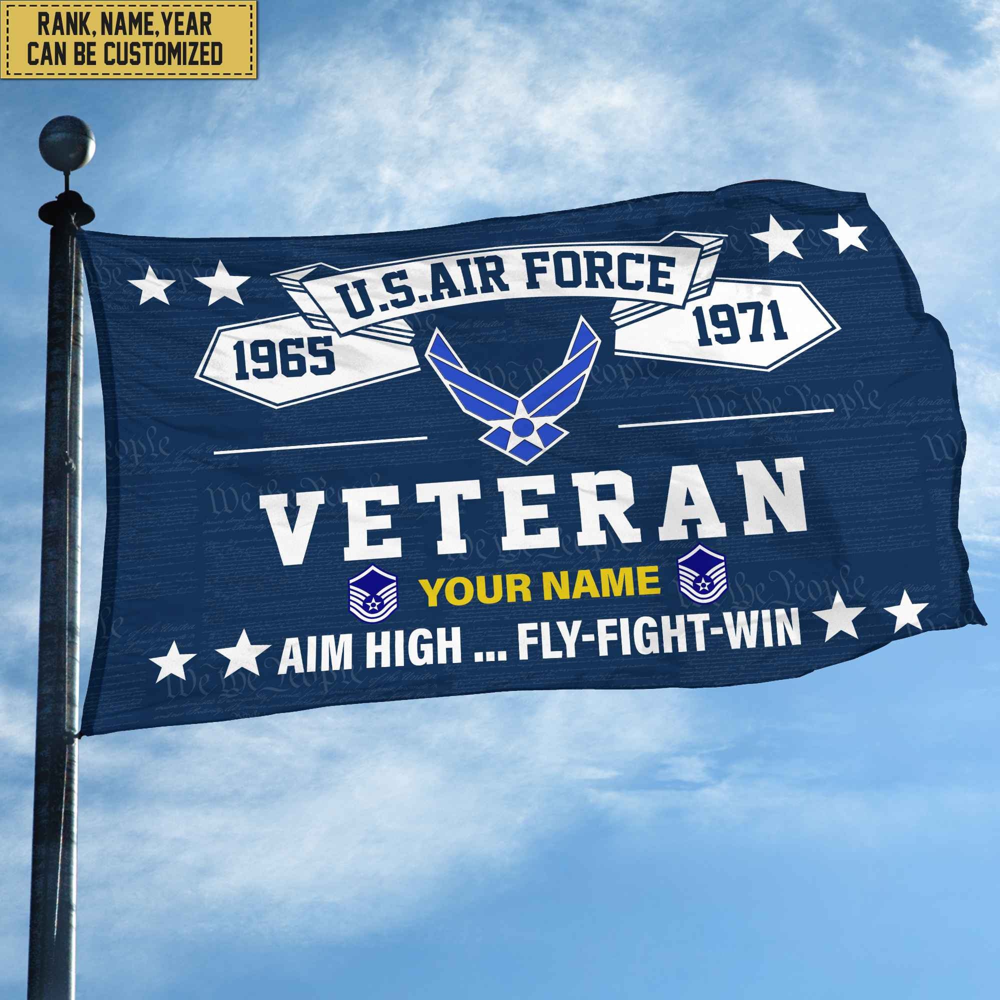 Premium Personalized USAF Veteran Grommet Flag, Gift For Air Force Veteran, Gift For Veterans Day, Memorial Day, Father's Day