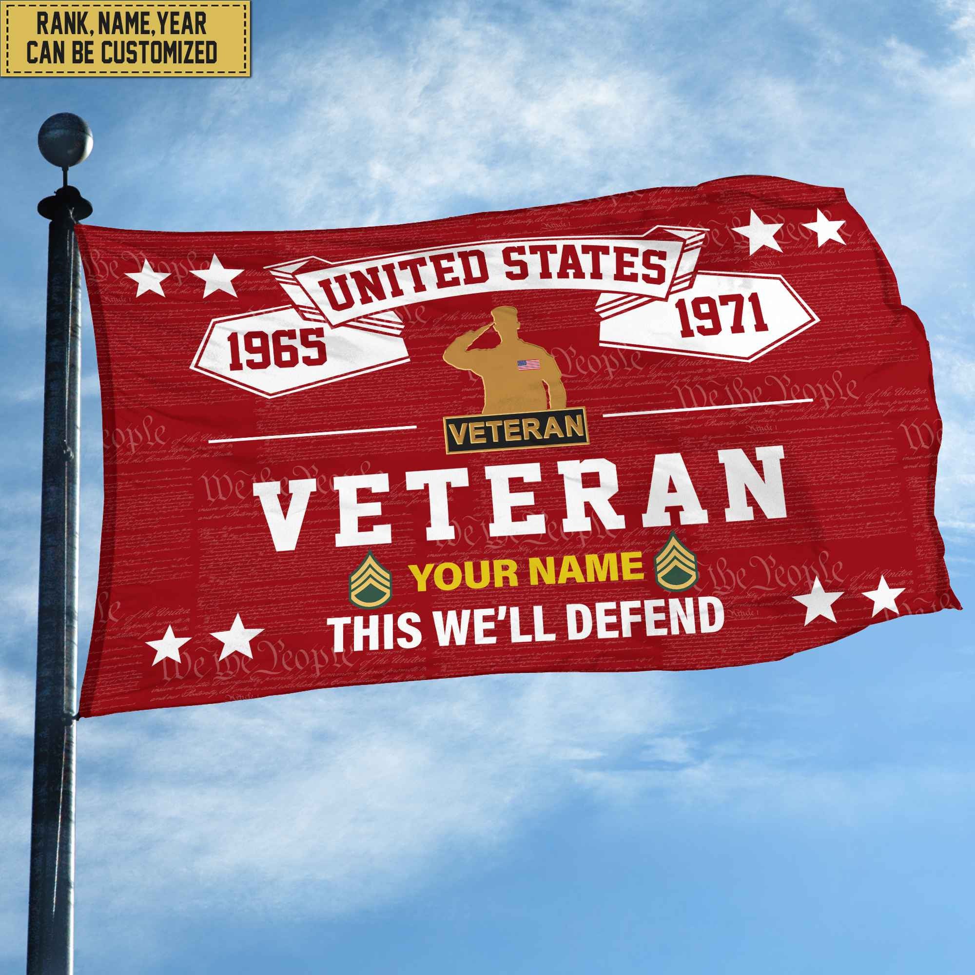 Premium Personalized US Veteran Grommet Flag, Gift For US Veteran, Gift For Veterans Day, Memorial Day, Father's Day