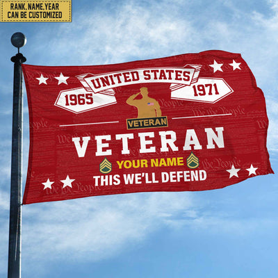 Premium Personalized US Veteran Grommet Flag, Gift For US Veteran, Gift For Veterans Day, Memorial Day, Father's Day