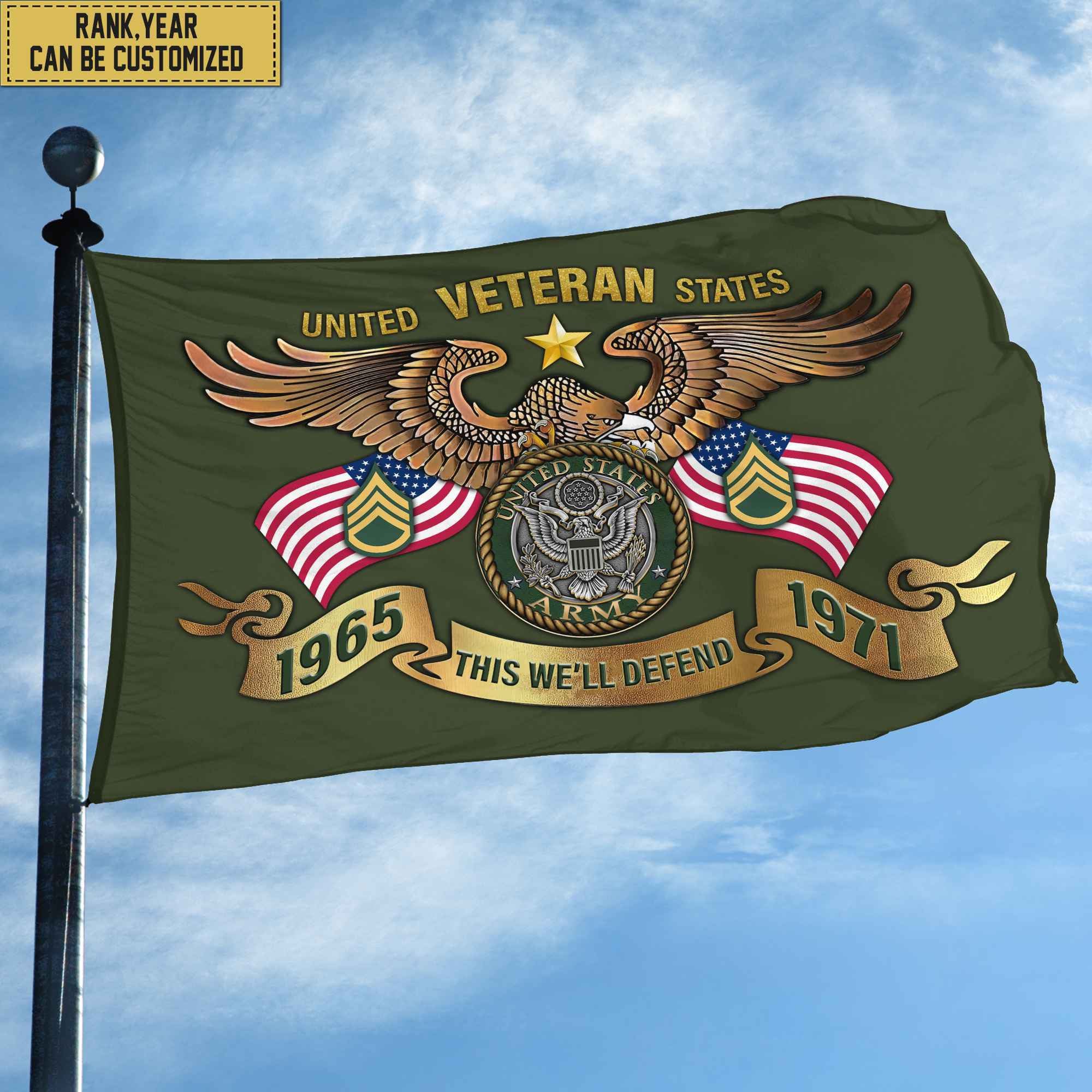 Custom US Army Veteran Grommet Flag, Gift For Army Veteran, Gift For Veterans Day, Memorial Day, Father's Day