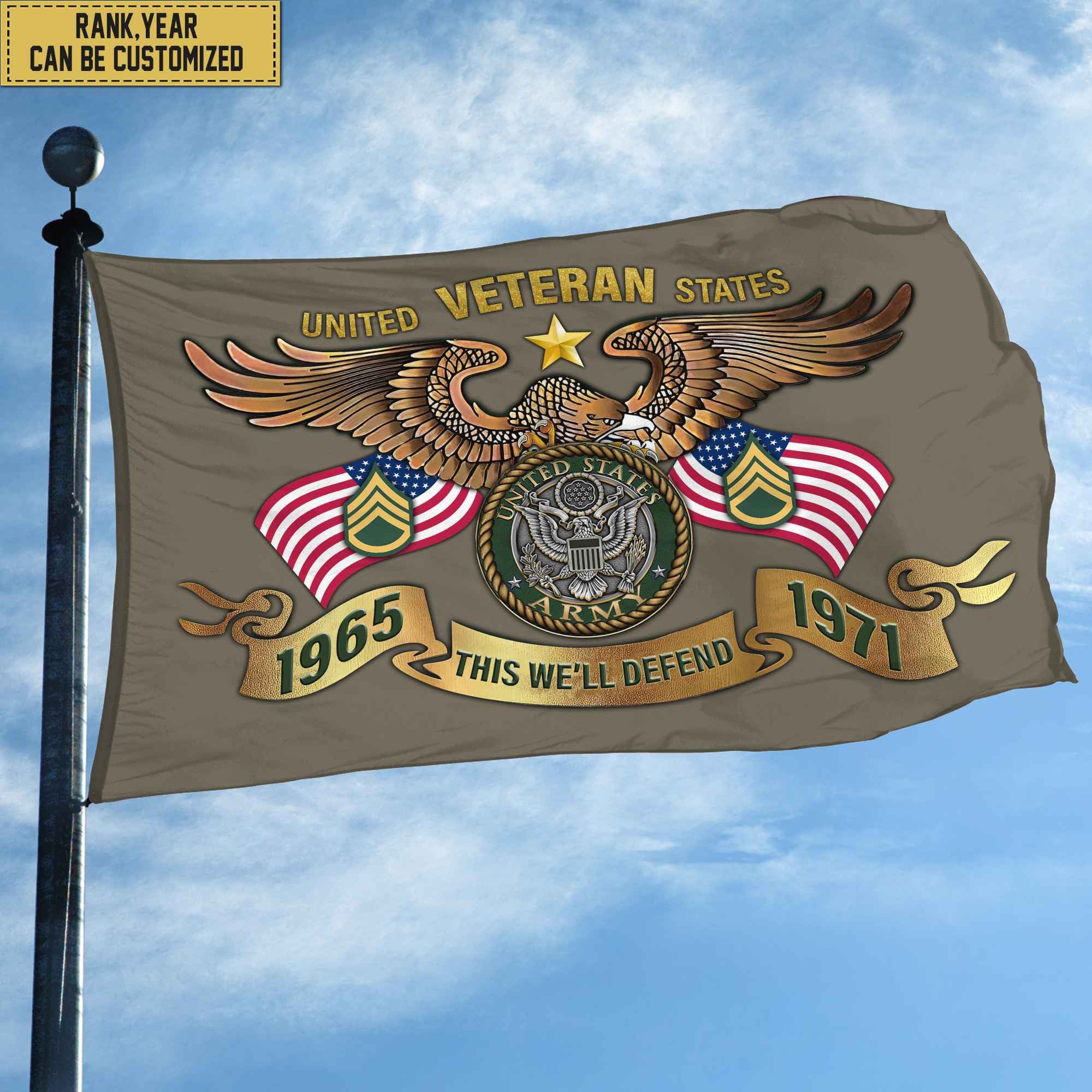 Custom US Army Veteran Grommet Flag, Gift For Army Veteran, Gift For Veterans Day, Memorial Day, Father's Day