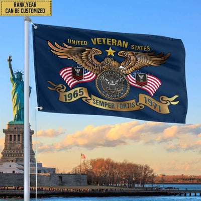 Premium Personalized US Navy Veterans Grommet Flag, Gift For Navy Veteran, Gift For Veterans Day, Memorial Day, Father's Day