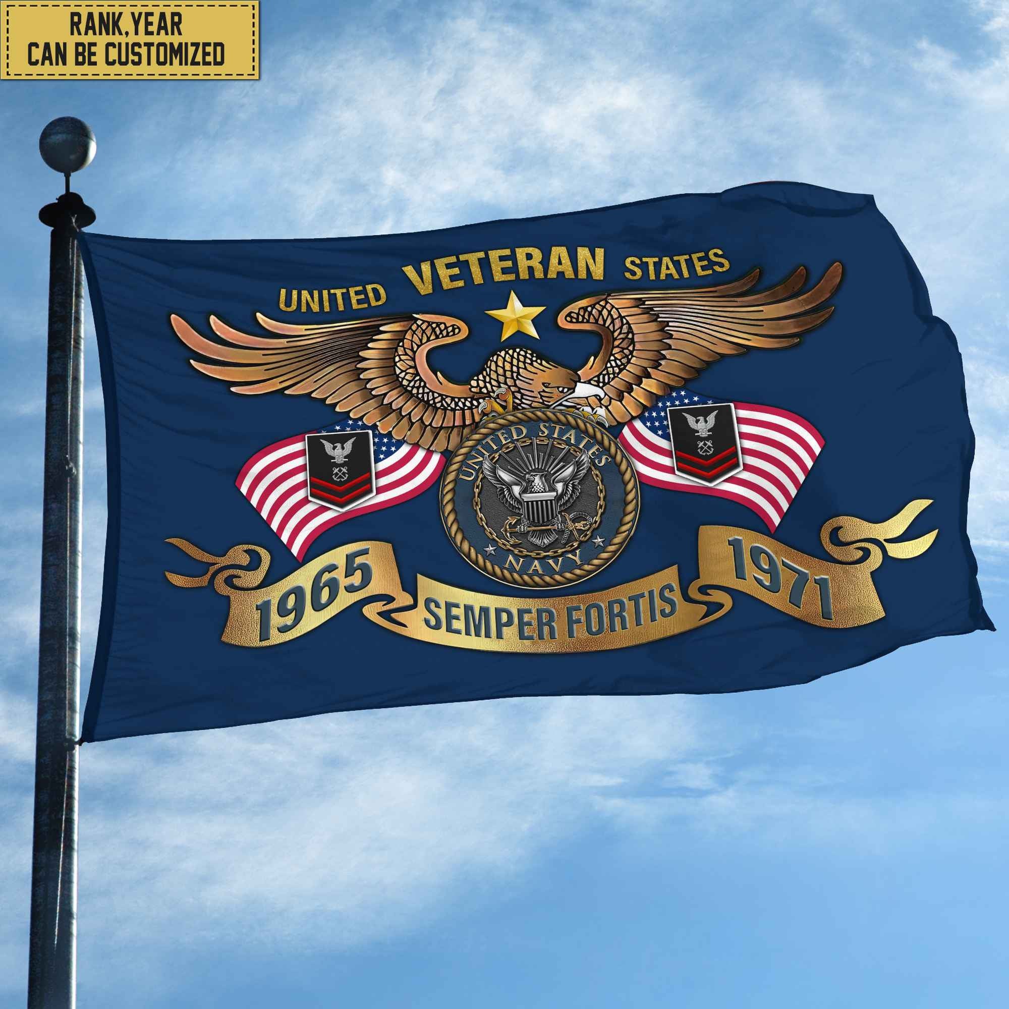 Premium Personalized US Navy Veterans Grommet Flag, Gift For Navy Veteran, Gift For Veterans Day, Memorial Day, Father's Day