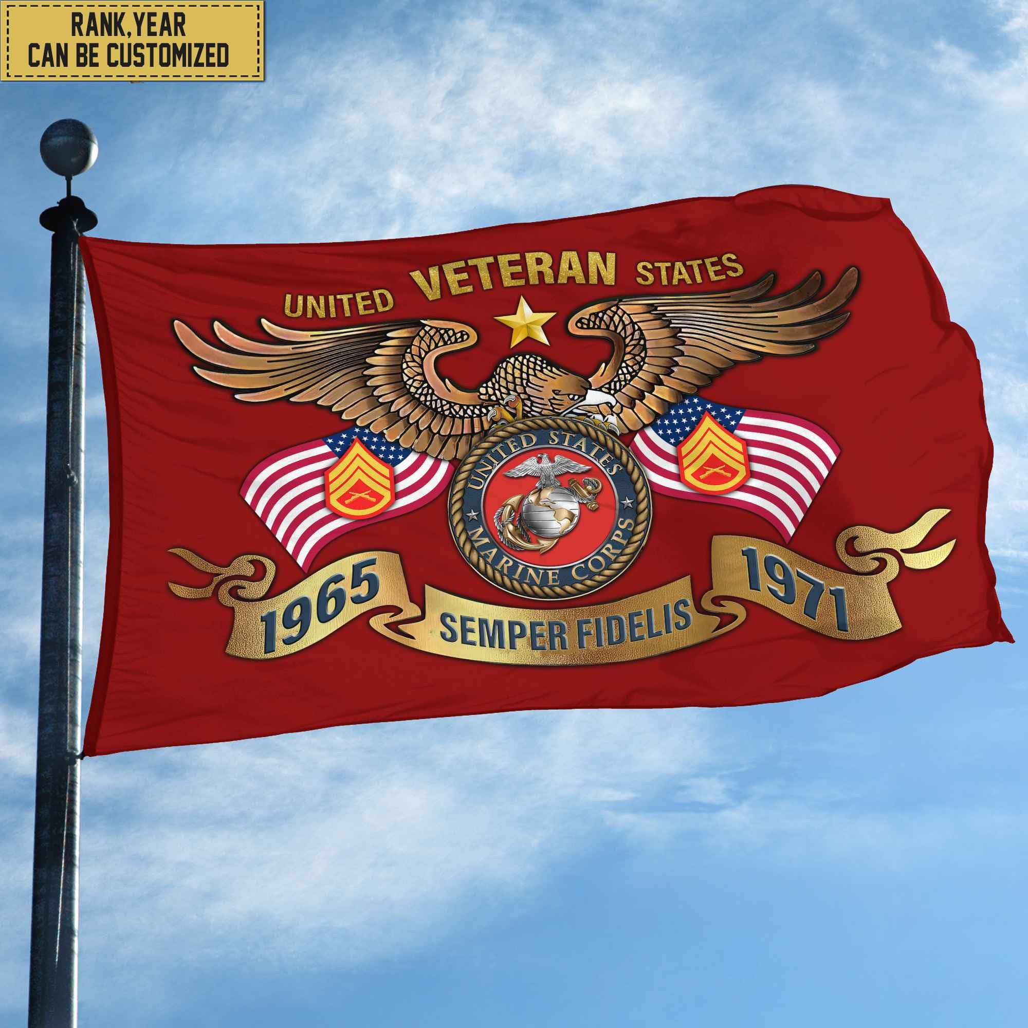 Premium Personalized USMC Veteran Grommet Flag, Gift For Marine Veteran, Gift For Veterans Day, Memorial Day, Father's Day