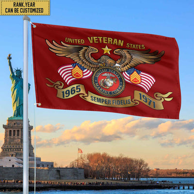 Premium Personalized USMC Veteran Grommet Flag, Gift For Marine Veteran, Gift For Veterans Day, Memorial Day, Father's Day
