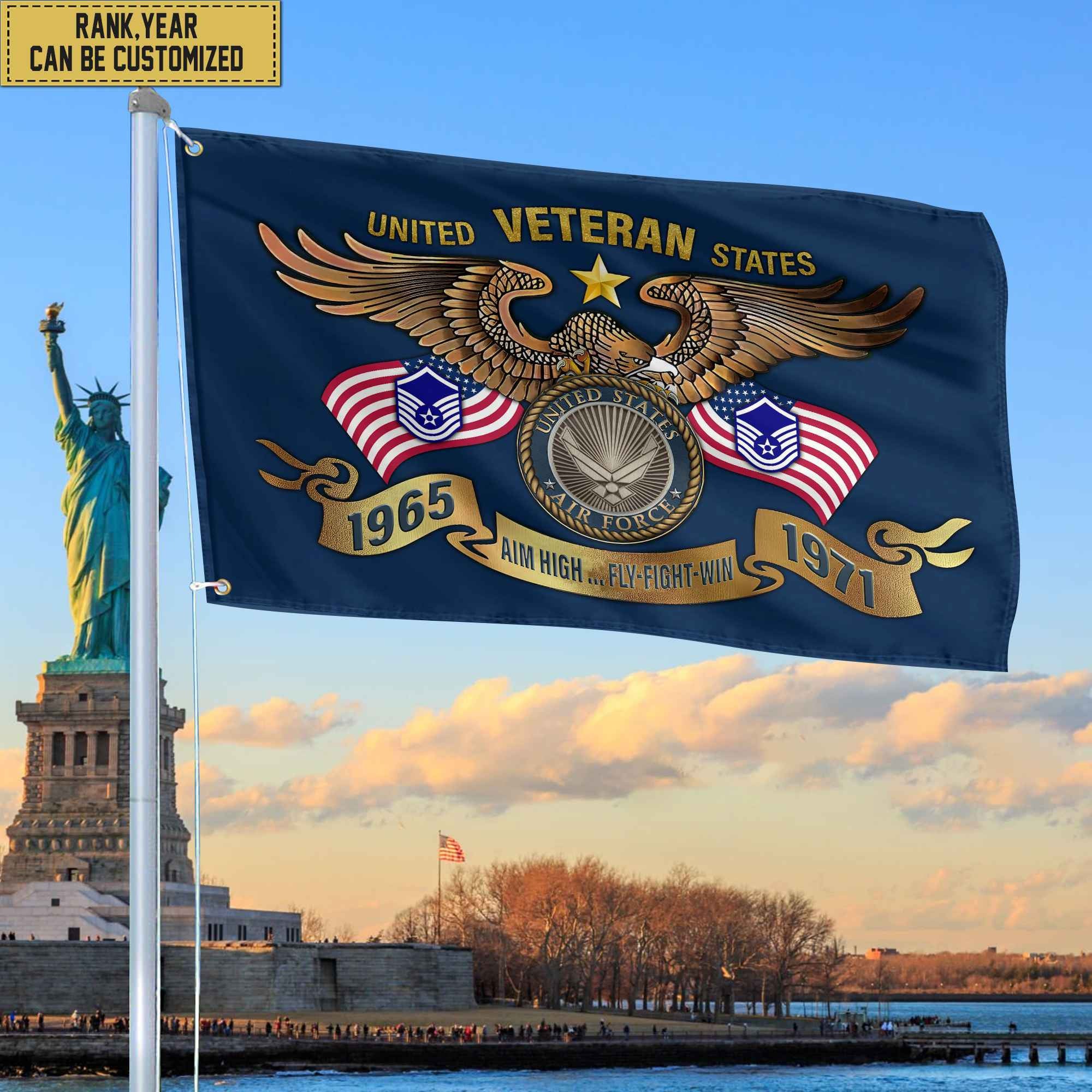 Custom USAF Veteran Grommet Flag, Gift For Air Force Veteran, Gift For Veterans Day, Memorial Day, Father's Day