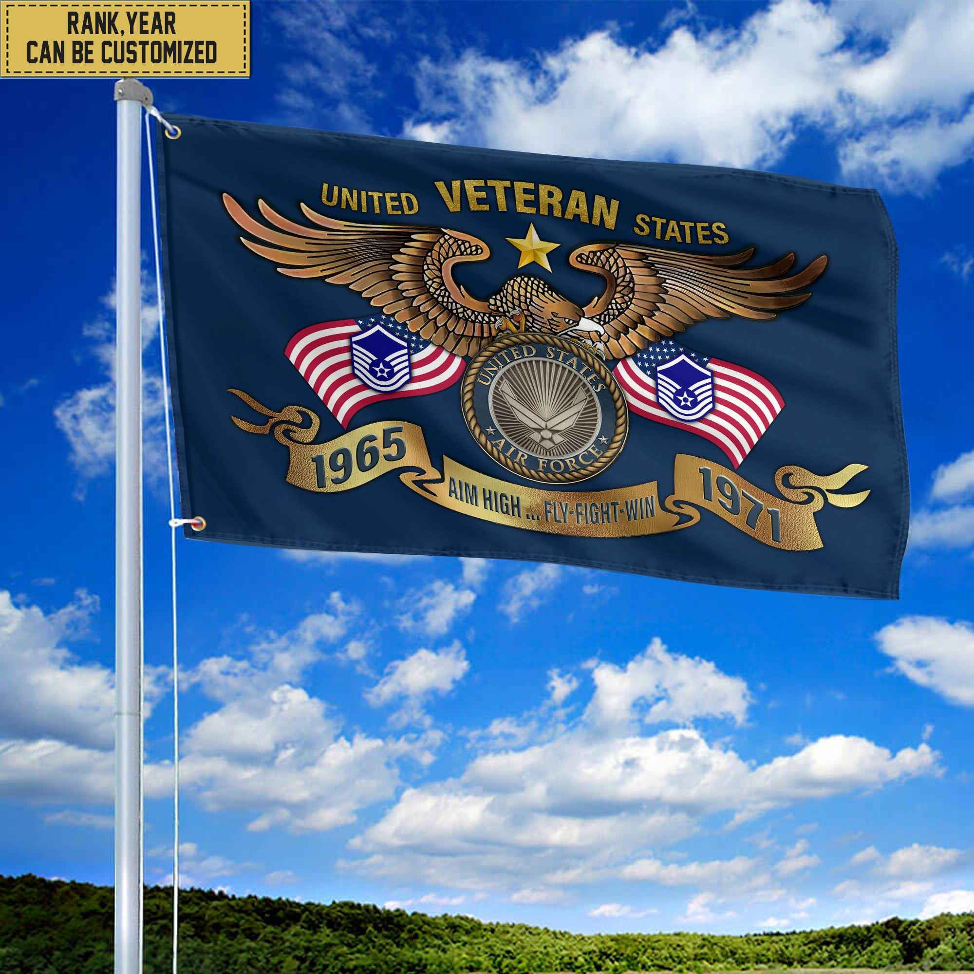 Custom USAF Veteran Grommet Flag, Gift For Air Force Veteran, Gift For Veterans Day, Memorial Day, Father's Day