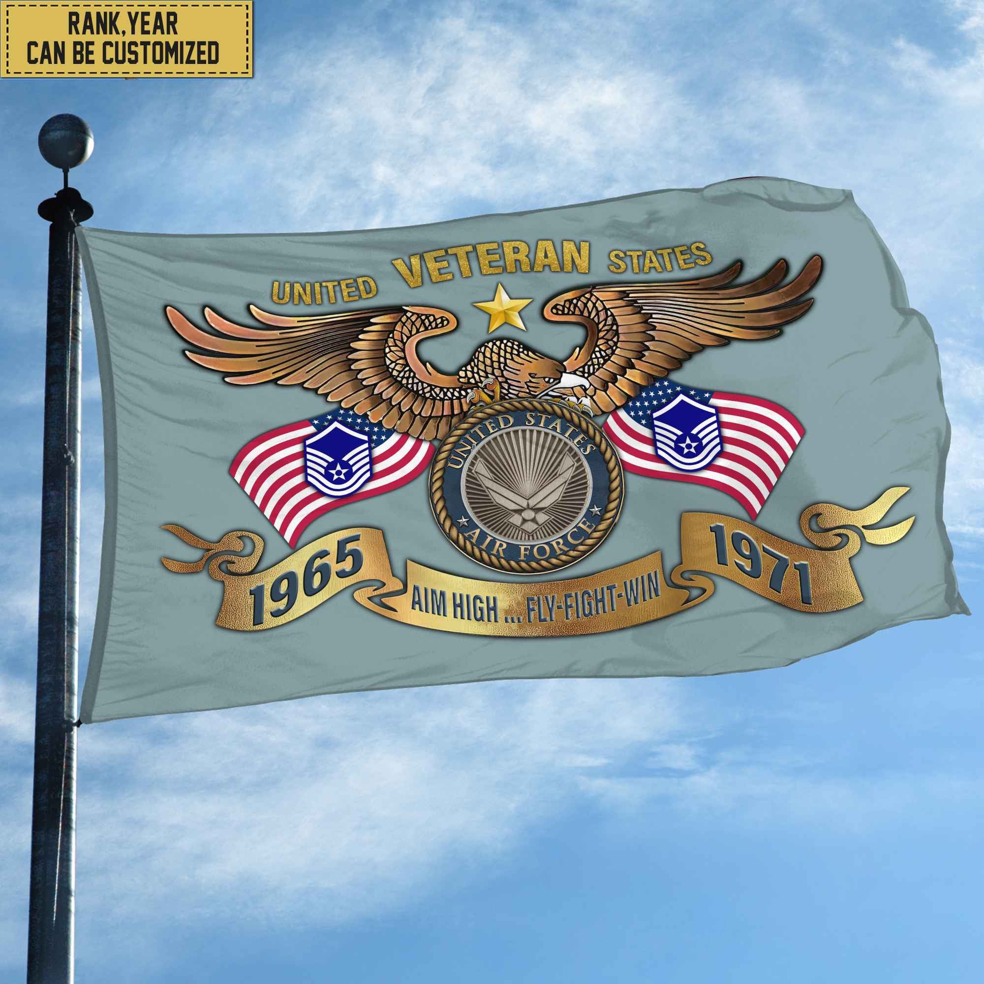 Custom USAF Veteran Grommet Flag, Gift For Air Force Veteran, Gift For Veterans Day, Memorial Day, Father's Day