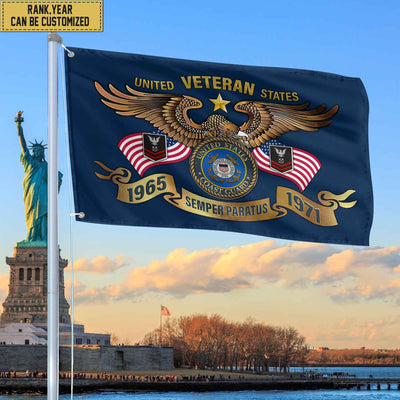 Premium Personalized USCG Veterans Grommet Flag, Gift For Coast Guard Veteran, Gift For Veterans Day, Memorial Day, Father's Day