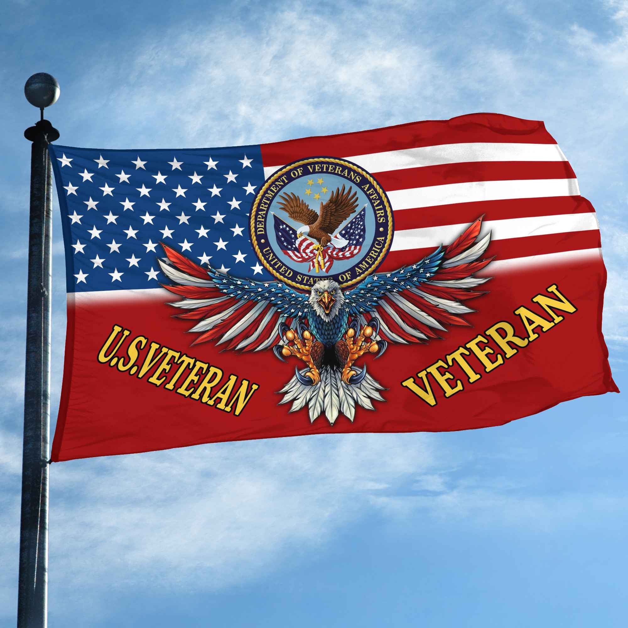 Unique US Veteran Grommet Flag, Gift For US Veteran