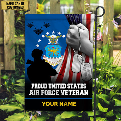 Premium USAF Veteran Custom Name American Flag, Gift For Air Force Veteran Garden Flag - House Flag