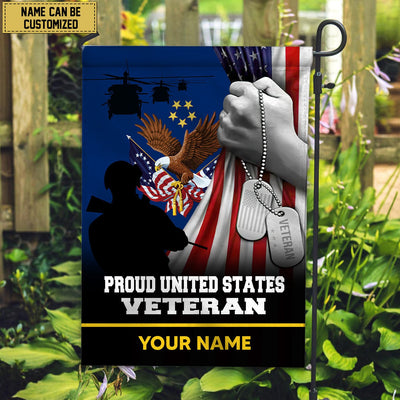 Premium US Veteran Custom Name American Flag, Gift For US Veteran Garden Flag - House Flag