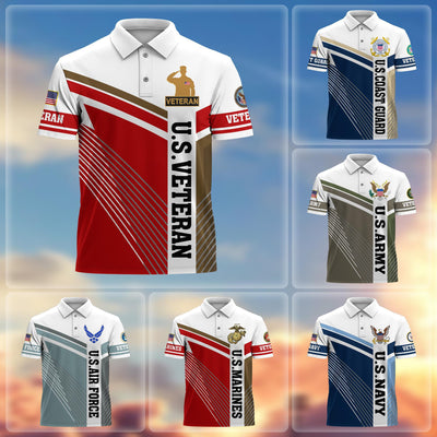 Premium US Veterans Polo Shirt, Gift For Army Veteran, Navy Veteran, Marine Veteran, Air Force Veteran, Coast Guard Veteran, Vietnam Veteran, Gift For Veterans Day, Father's Day, Independence Day