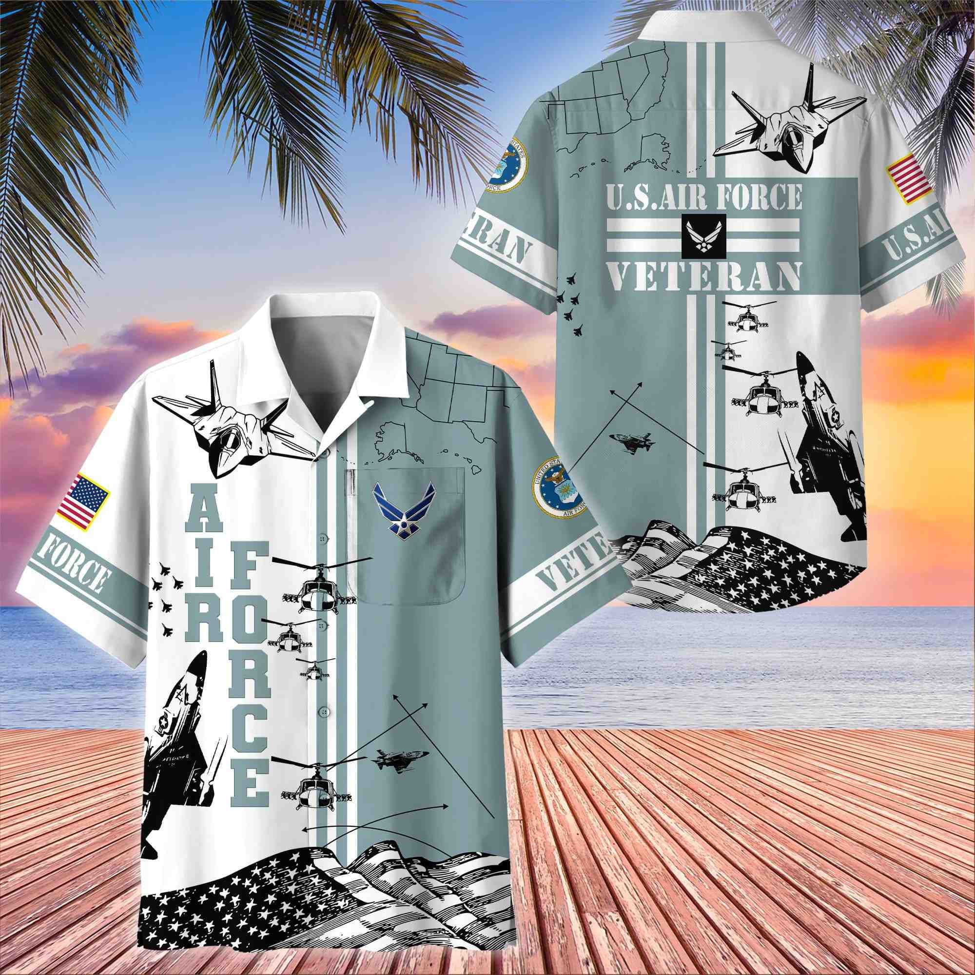Premium US Veterans Hawaii Shirt With Pocket, Gift For Army Veteran, Navy Veteran, Marine Veteran, Air Force Veteran, Coast Guard Veteran, Vietnam Veteran, Gift For Veterans Day, Father's Day, Independence Day