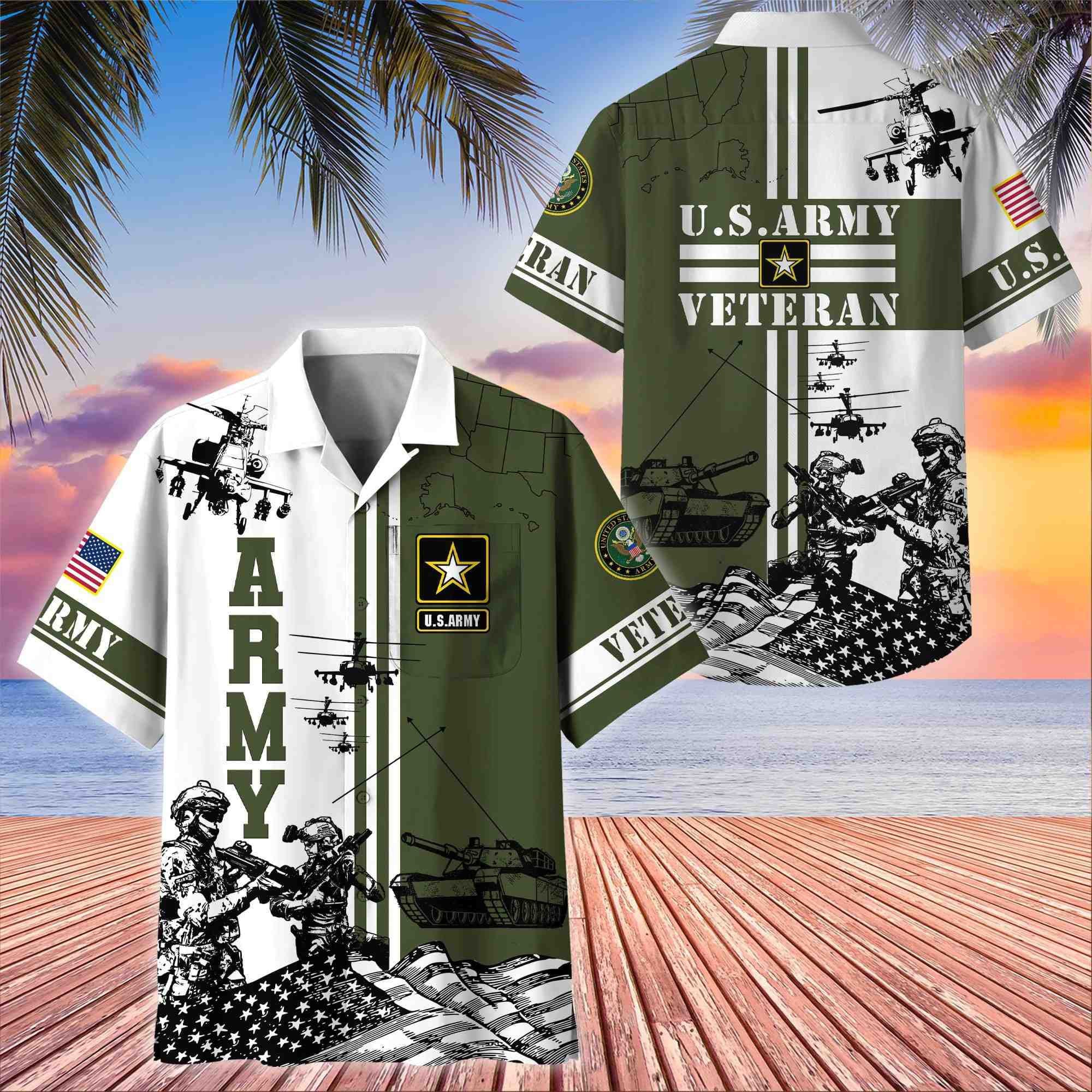 Premium US Veterans Hawaii Shirt With Pocket, Gift For Army Veteran, Navy Veteran, Marine Veteran, Air Force Veteran, Coast Guard Veteran, Vietnam Veteran, Gift For Veterans Day, Father's Day, Independence Day