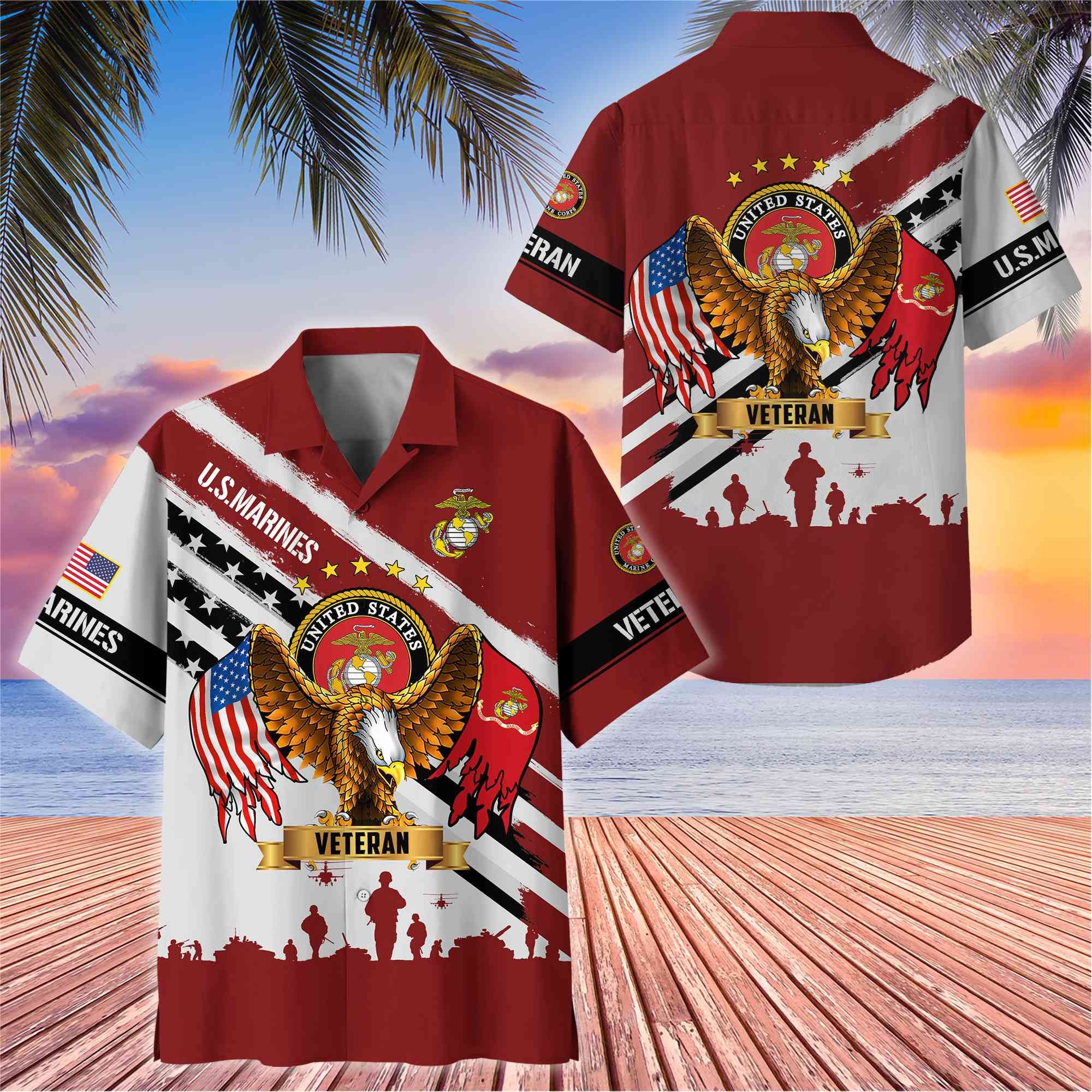Premium US Veterans Hawaii Shirt, Gifts For Dad, For Husband Veteran