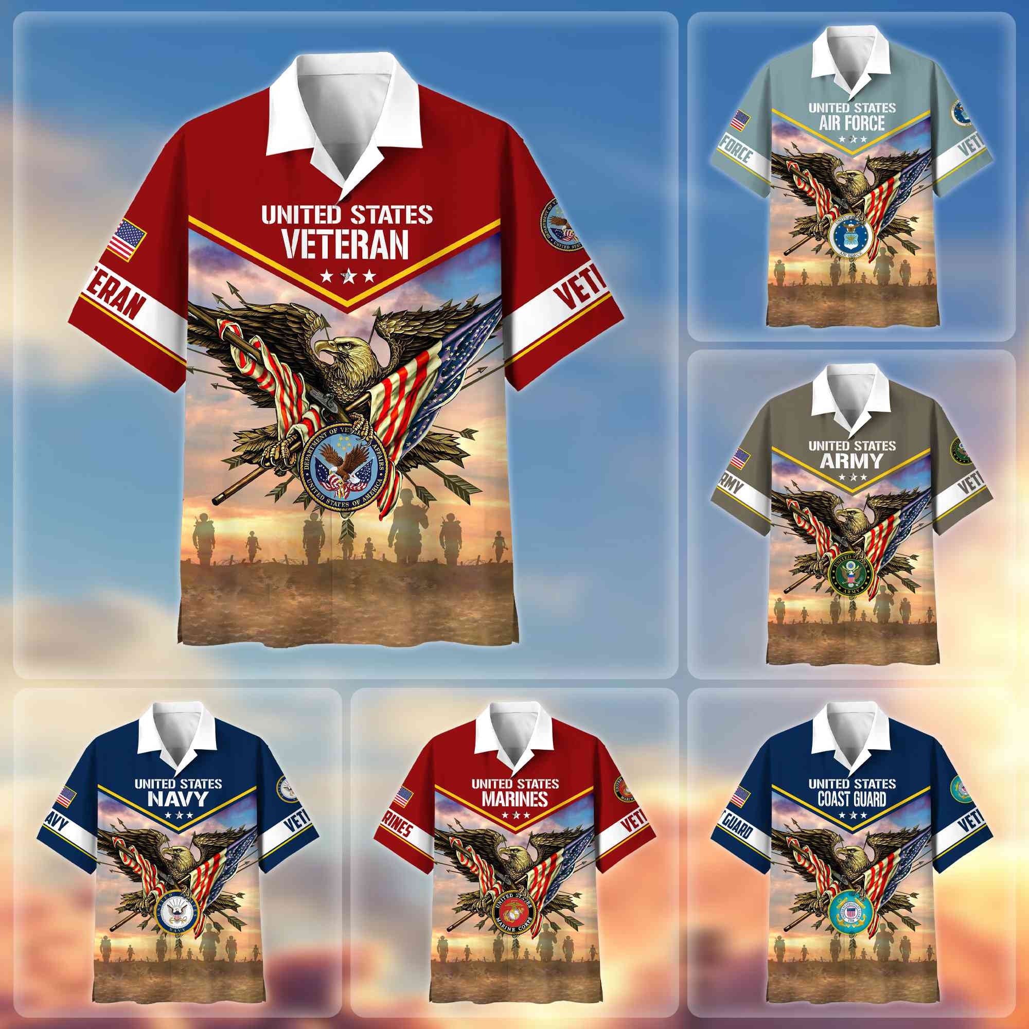 Premium Honoring All Who Served US Veterans Hawaii Shirt, Gifts For US Veterans