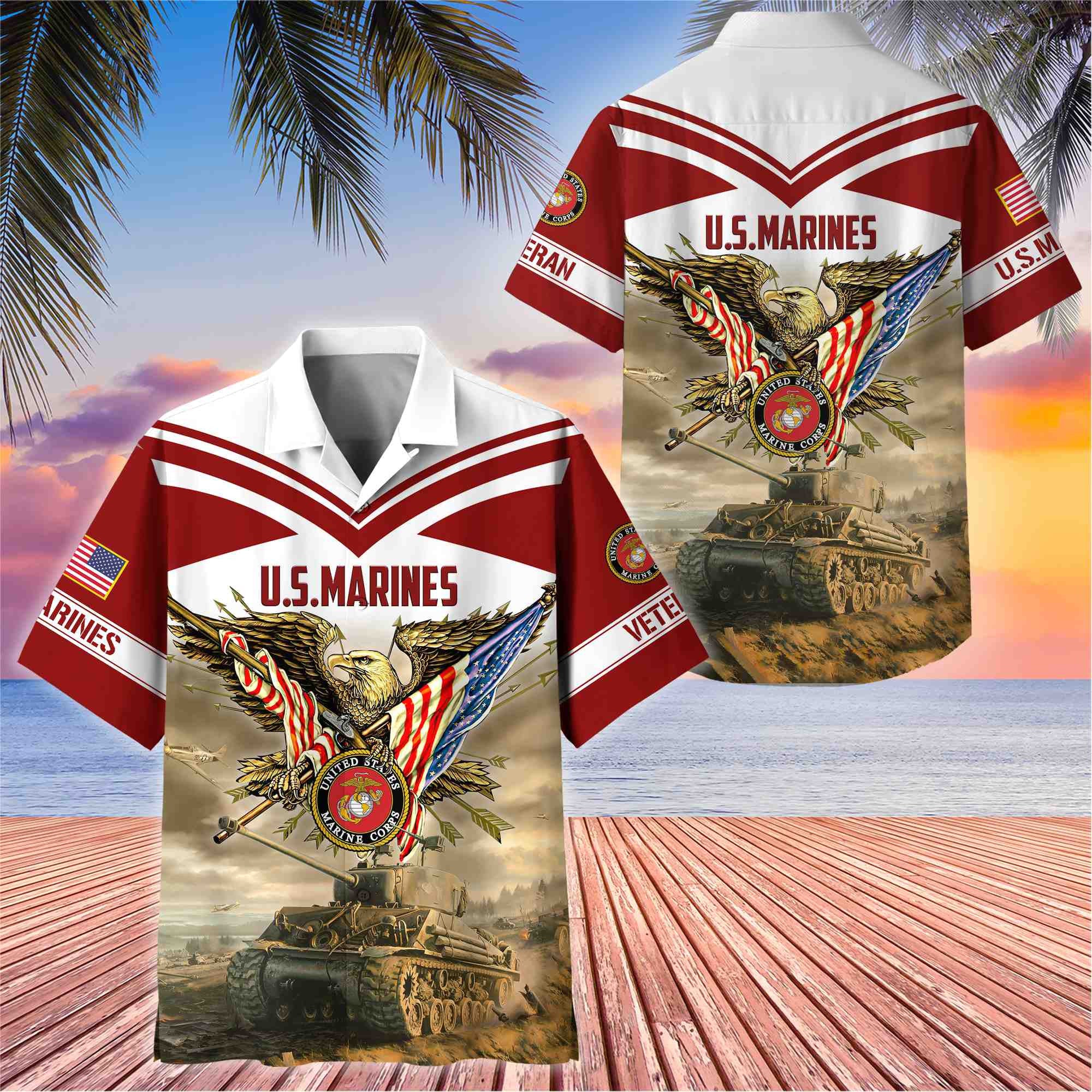 Premium American Pride US Veterans Hawaii Shirt, Gifts For Dad For Husband Veteran