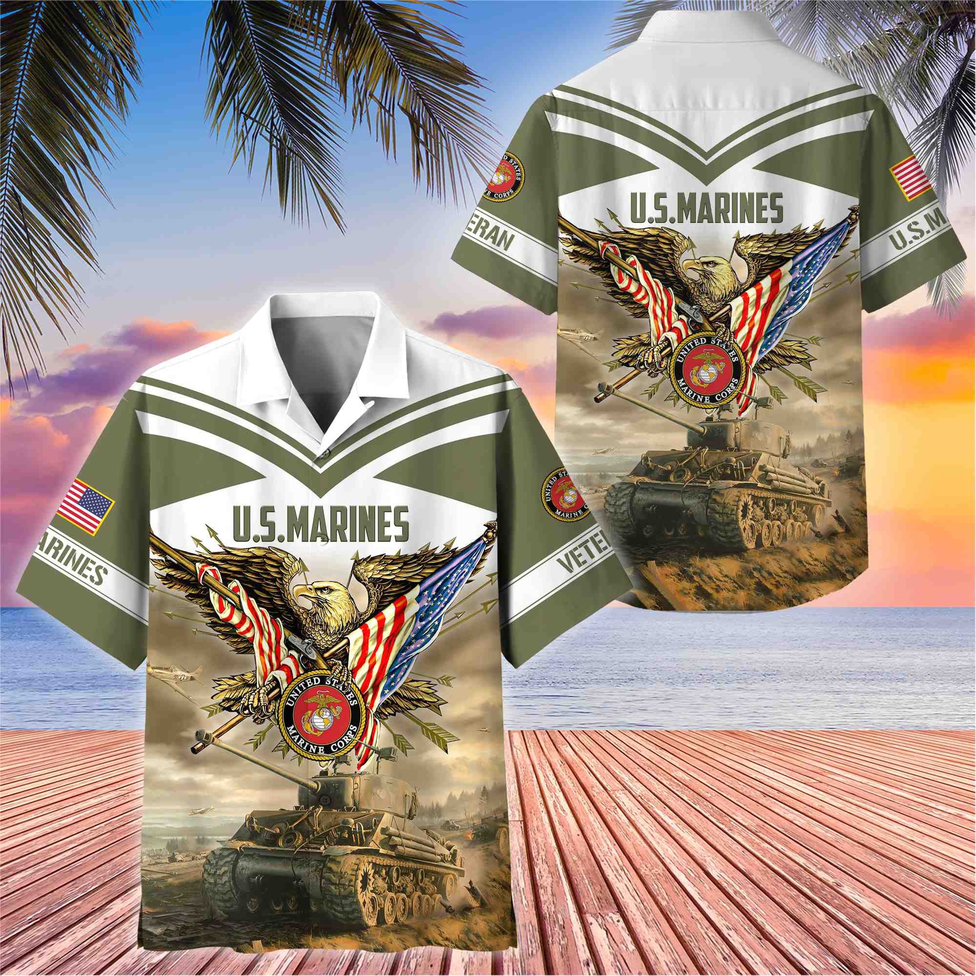 Premium American Pride US Veterans Hawaii Shirt, Gifts For Dad For Husband Veteran