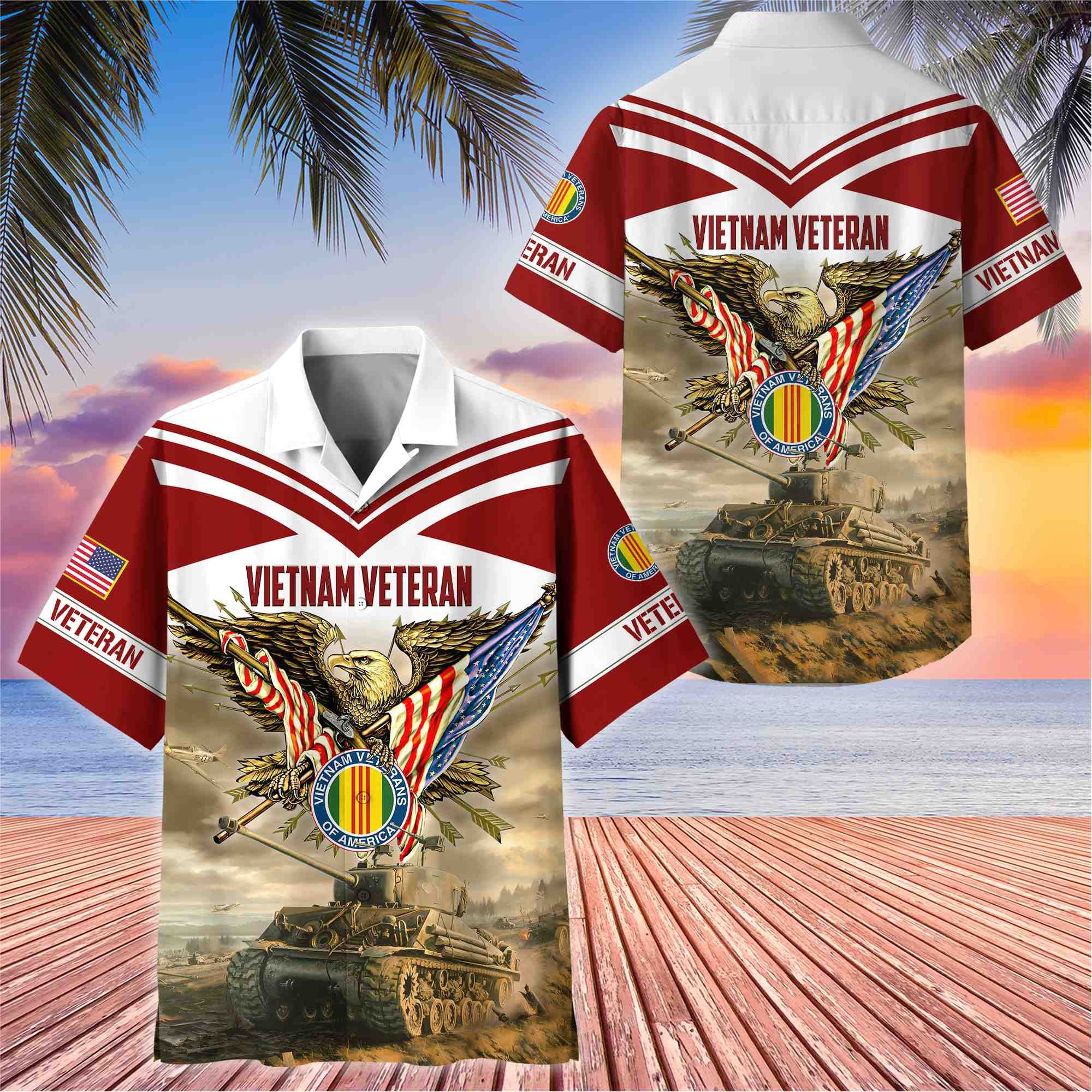 Premium American Pride US Veterans Hawaii Shirt, Gifts For Dad For Husband Veteran