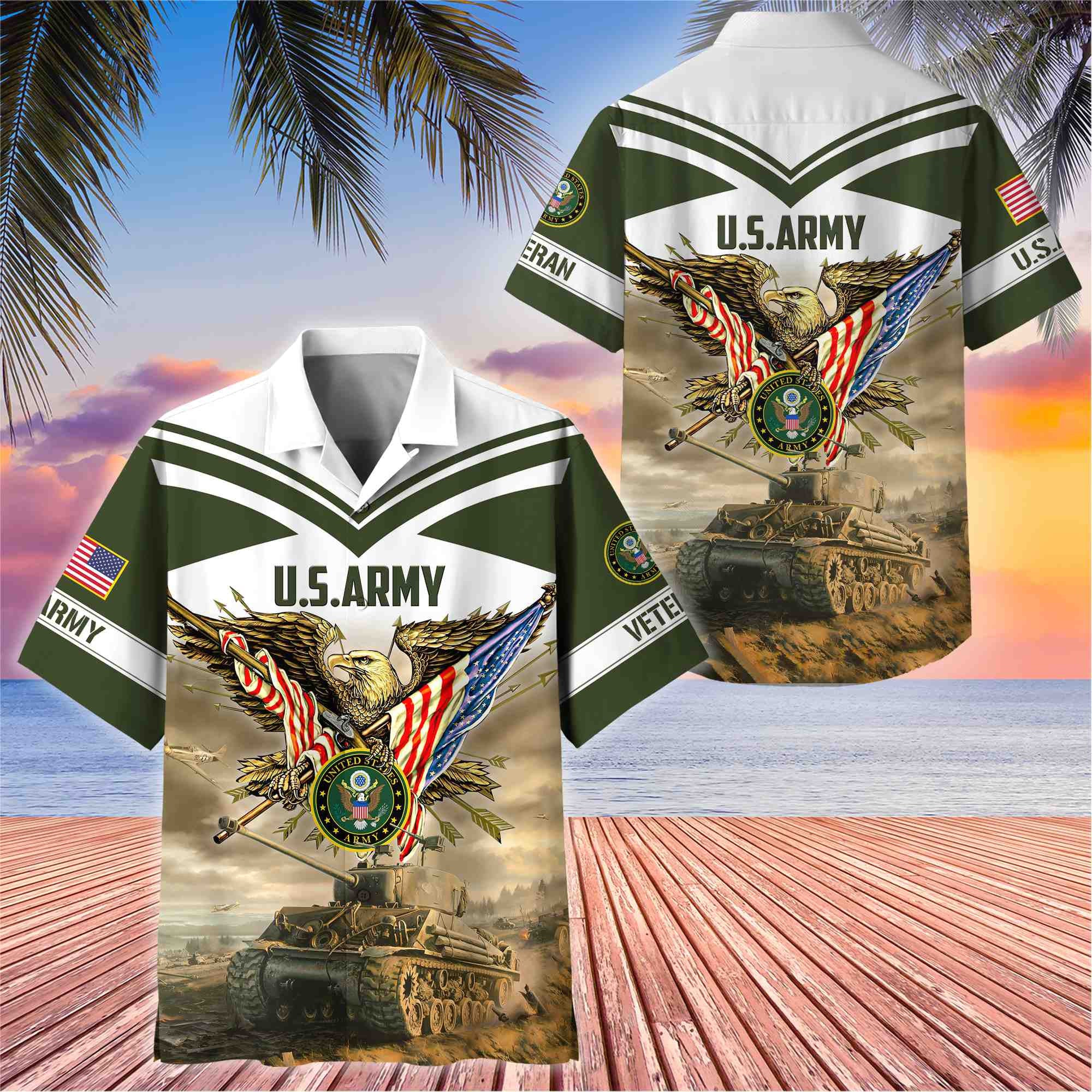 Premium American Pride US Veterans Hawaii Shirt, Gifts For Dad For Husband Veteran