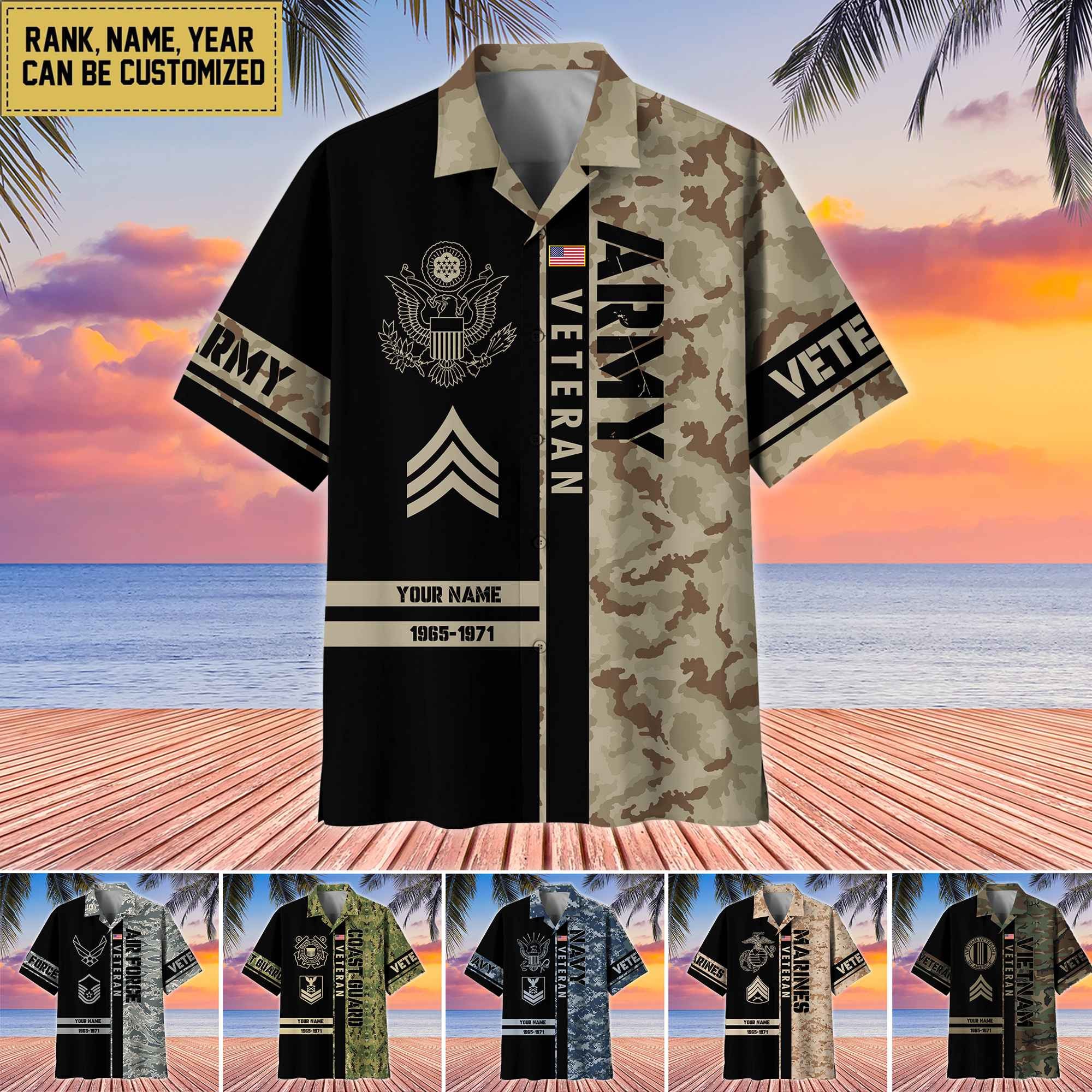 Premium Personalized US Veterans Hawaii Shirt, Gifts For Dad, For Husband Veteran
