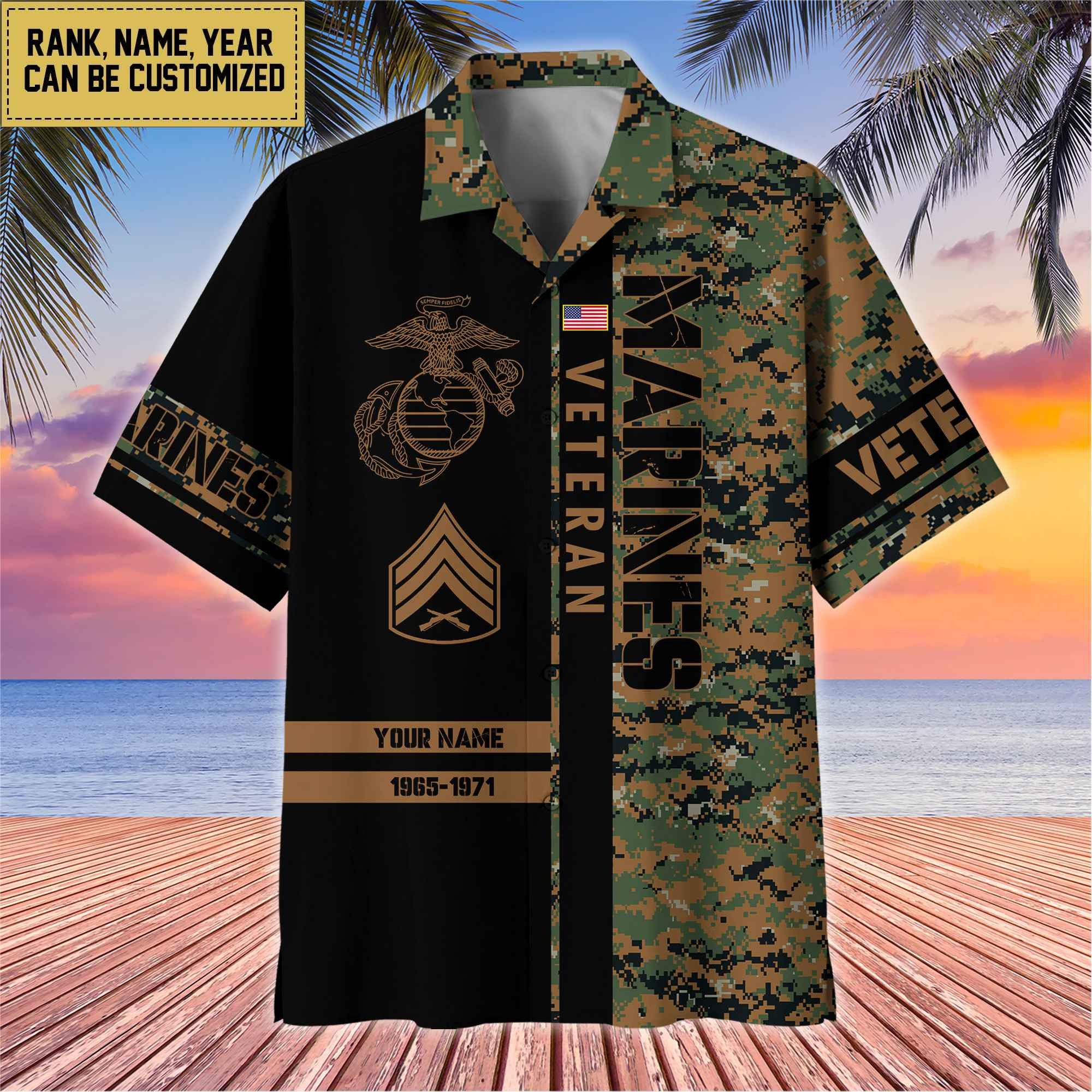 Premium Personalized US Veterans Hawaii Shirt, Gifts For Dad, For Husband Veteran