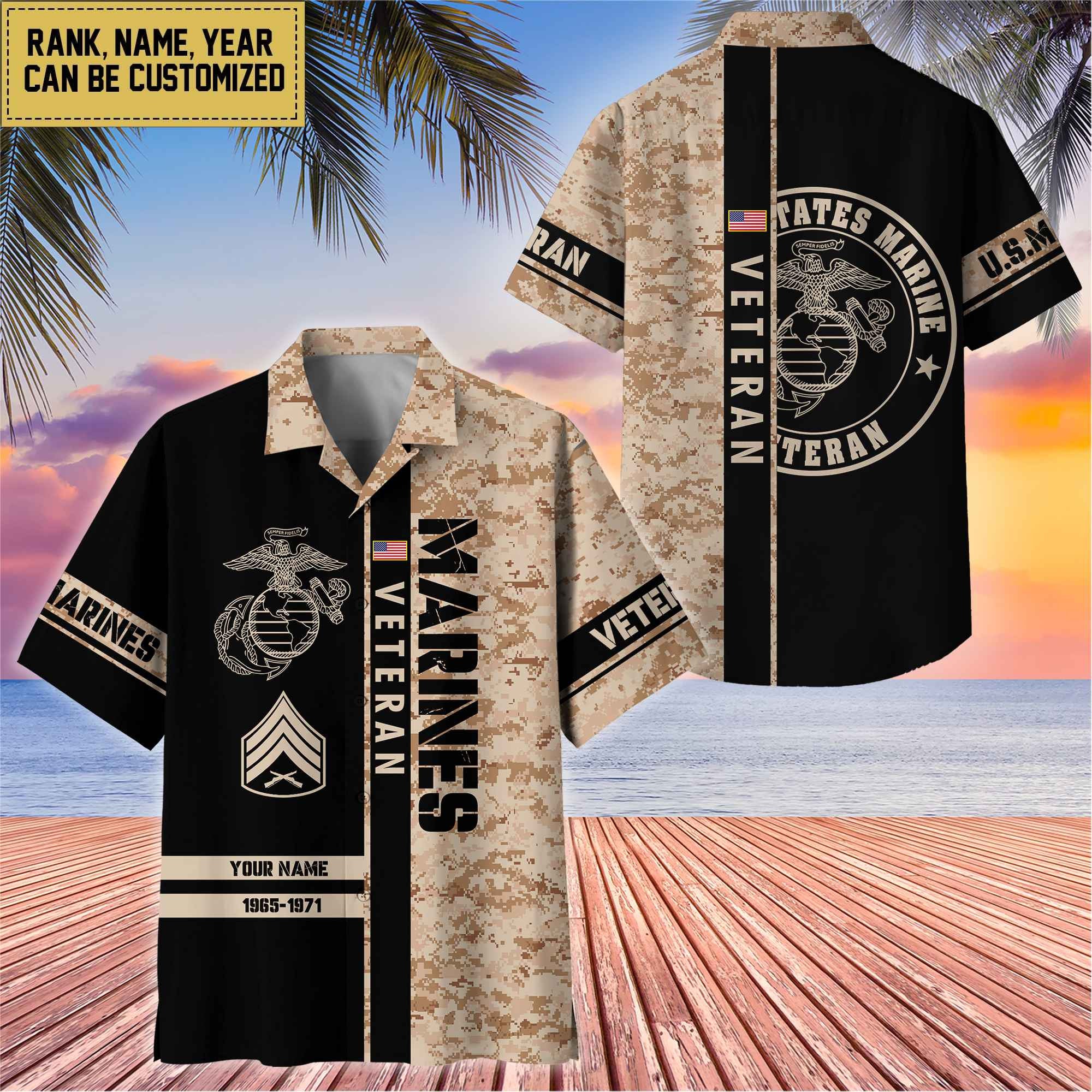 Premium Personalized US Veterans Hawaii Shirt, Gifts For Dad, For Husband Veteran