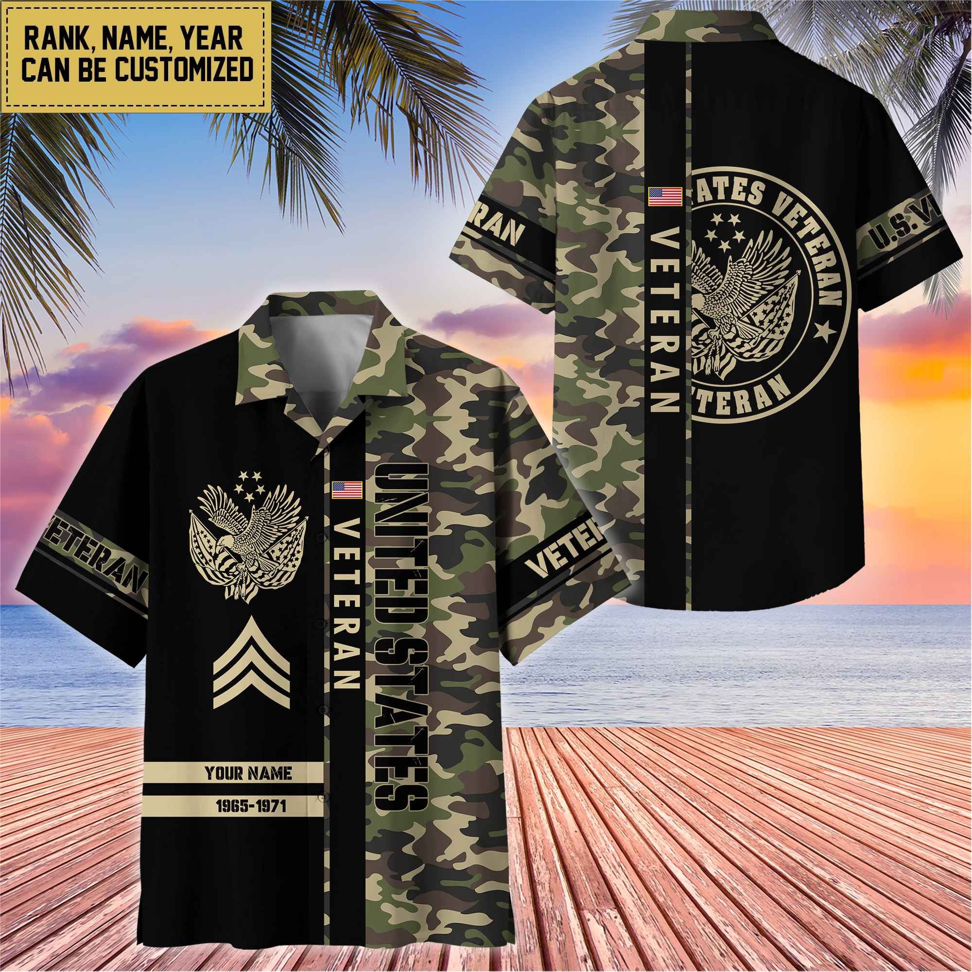 Premium Personalized US Veterans Hawaii Shirt, Gifts For Dad, For Husband Veteran