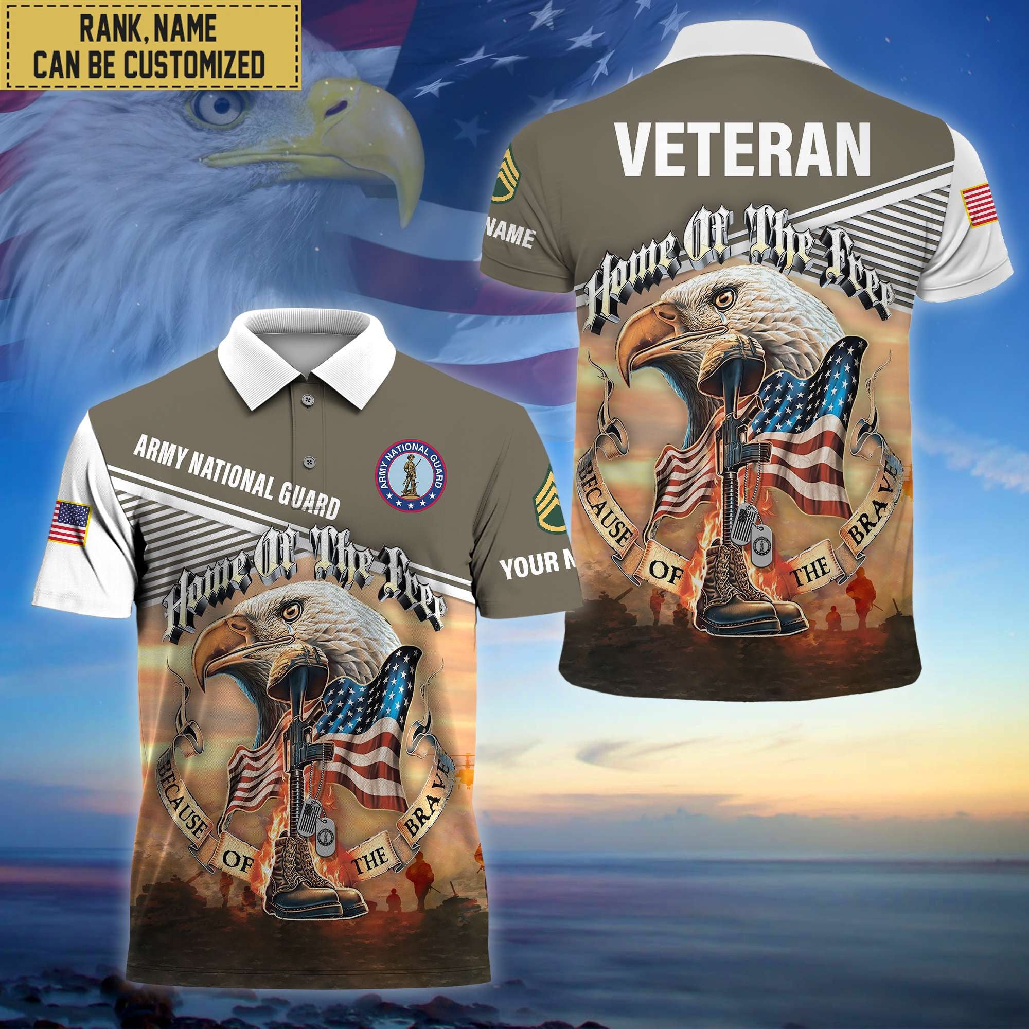 Premium Personalized US Veterans Polo Shirt, Gifts For Independence Day, Veterans Day