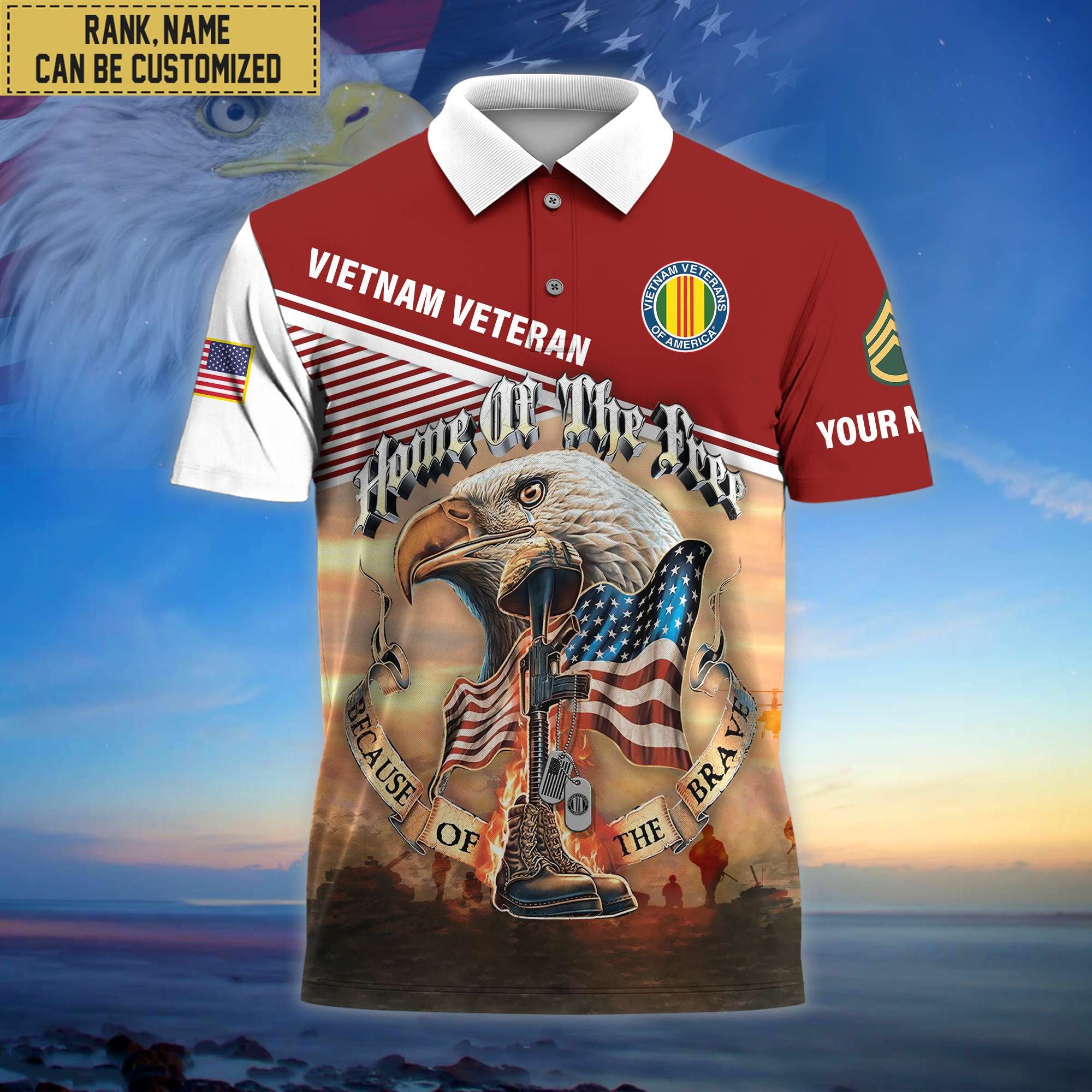 Premium Personalized US Veterans Polo Shirt, Gifts For Independence Day, Veterans Day