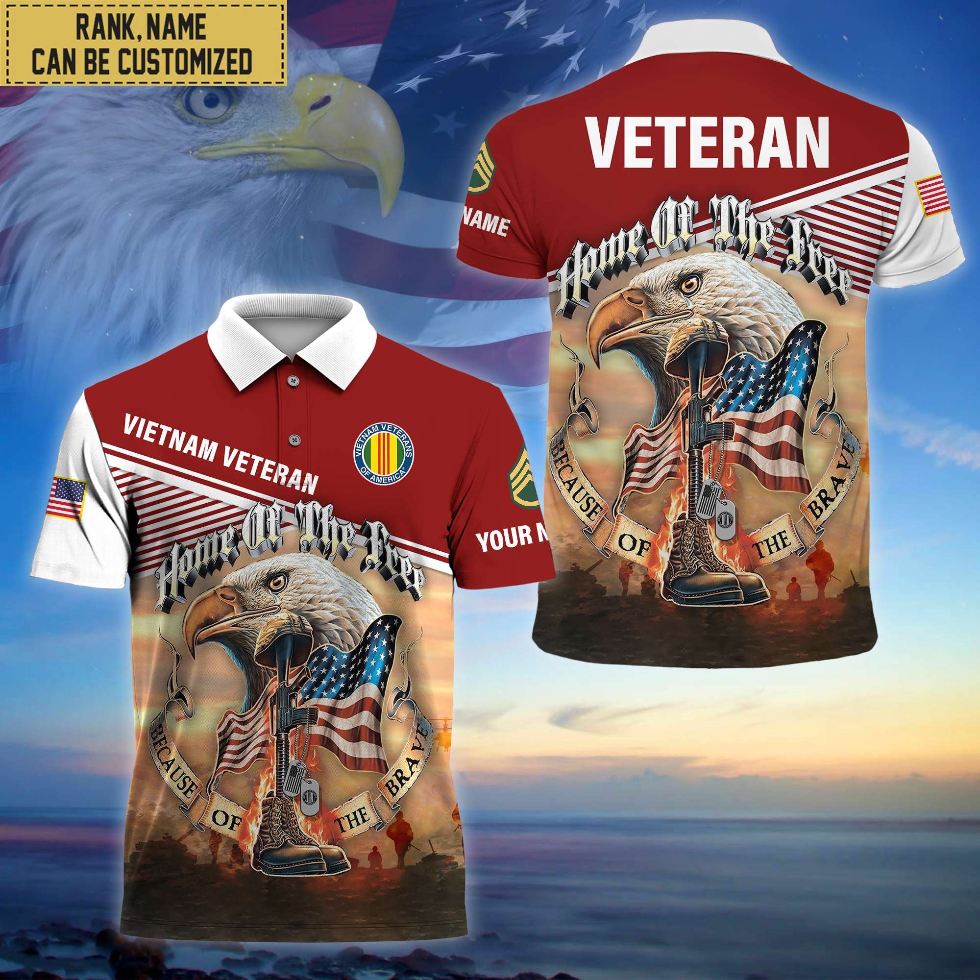 Premium Personalized US Veterans Polo Shirt, Gifts For Independence Day, Veterans Day