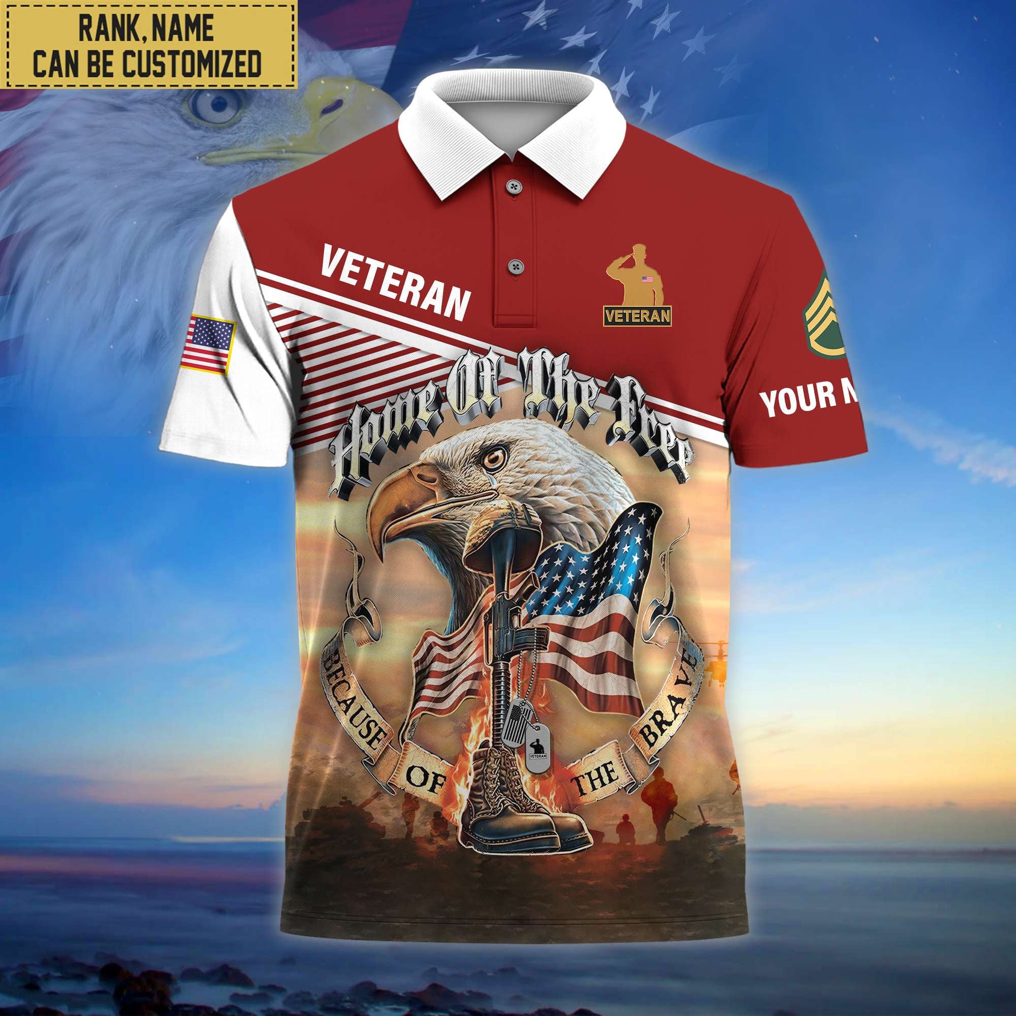 Premium Personalized US Veterans Polo Shirt, Gifts For Independence Day, Veterans Day