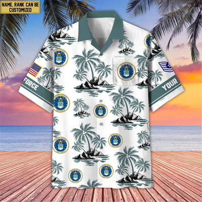 Premium Custom Name, Rank US Veterans Hawaii Shirt With Pocket, Gifts For Independence Day, Father's Day, Veterans Day, Gifts For Dad, Gifts For Husband Veteran
