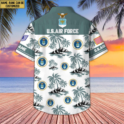 Premium Custom Name, Rank US Veterans Hawaii Shirt With Pocket, Gifts For Independence Day, Father's Day, Veterans Day, Gifts For Dad, Gifts For Husband Veteran
