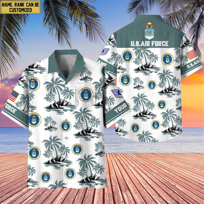 Premium Custom Name, Rank US Veterans Hawaii Shirt With Pocket, Gifts For Independence Day, Father's Day, Veterans Day, Gifts For Dad, Gifts For Husband Veteran