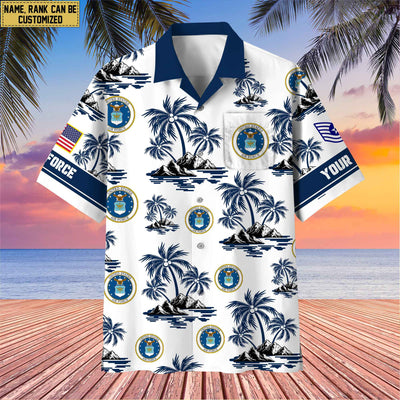 Premium Custom Name, Rank US Veterans Hawaii Shirt With Pocket, Gifts For Independence Day, Father's Day, Veterans Day, Gifts For Dad, Gifts For Husband Veteran
