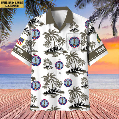 Premium Custom Name, Rank US Veterans Hawaii Shirt With Pocket, Gifts For Independence Day, Father's Day, Veterans Day, Gifts For Dad, Gifts For Husband Veteran