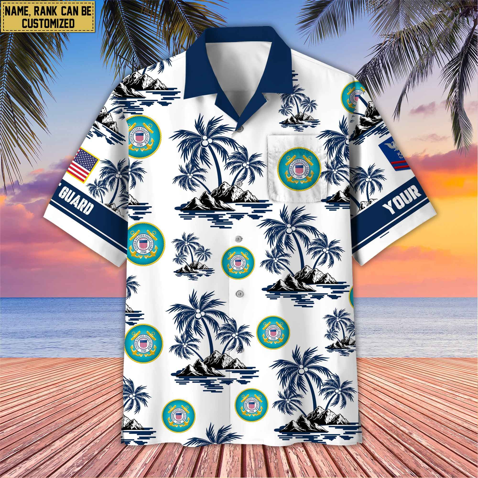 Premium Custom Name, Rank US Veterans Hawaii Shirt With Pocket, Gifts For Independence Day, Father's Day, Veterans Day, Gifts For Dad, Gifts For Husband Veteran