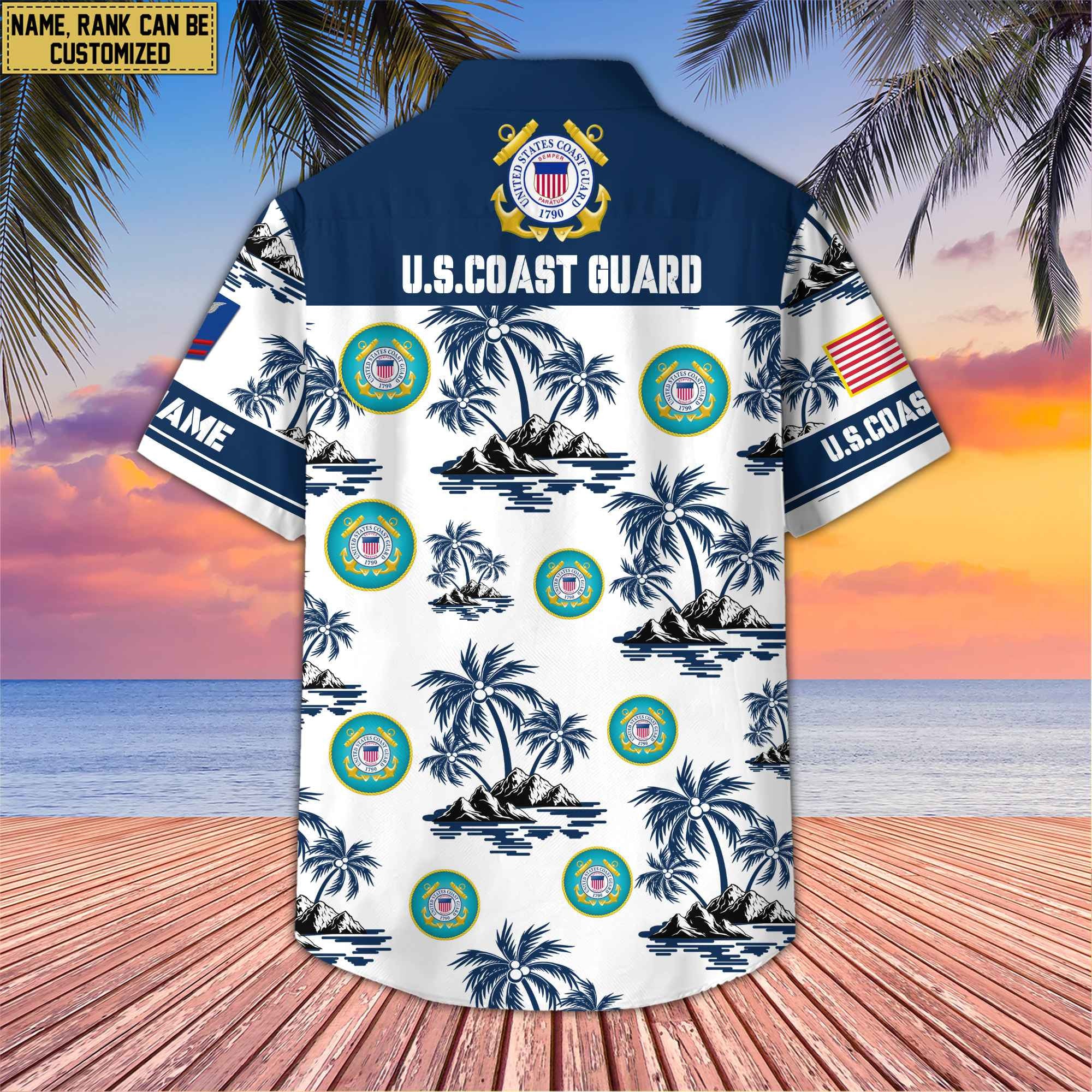 Premium Custom Name, Rank US Veterans Hawaii Shirt With Pocket, Gifts For Independence Day, Father's Day, Veterans Day, Gifts For Dad, Gifts For Husband Veteran