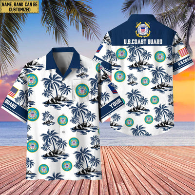 Premium Custom Name, Rank US Veterans Hawaii Shirt With Pocket, Gifts For Independence Day, Father's Day, Veterans Day, Gifts For Dad, Gifts For Husband Veteran