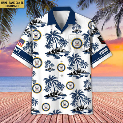 Premium Custom Name, Rank US Veterans Hawaii Shirt With Pocket, Gifts For Independence Day, Father's Day, Veterans Day, Gifts For Dad, Gifts For Husband Veteran