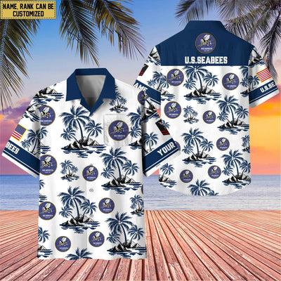 Premium Custom Name, Rank US Veterans Hawaii Shirt With Pocket, Gifts For Independence Day, Father's Day, Veterans Day, Gifts For Dad, Gifts For Husband Veteran