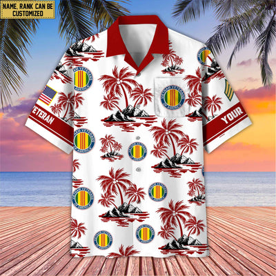 Premium Custom Name, Rank US Veterans Hawaii Shirt With Pocket, Gifts For Independence Day, Father's Day, Veterans Day, Gifts For Dad, Gifts For Husband Veteran