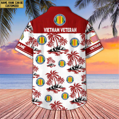 Premium Custom Name, Rank US Veterans Hawaii Shirt With Pocket, Gifts For Independence Day, Father's Day, Veterans Day, Gifts For Dad, Gifts For Husband Veteran