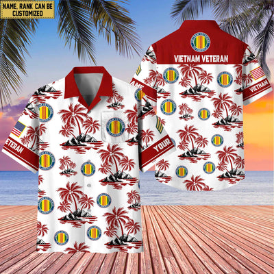 Premium Custom Name, Rank US Veterans Hawaii Shirt With Pocket, Gifts For Independence Day, Father's Day, Veterans Day, Gifts For Dad, Gifts For Husband Veteran
