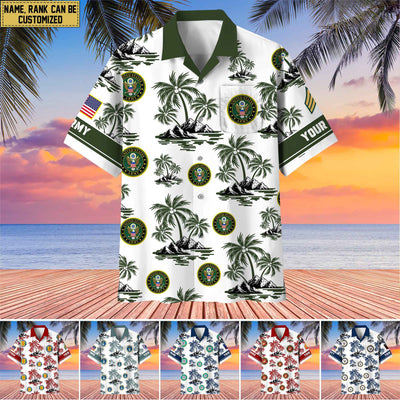 Premium Custom Name, Rank US Veterans Hawaii Shirt With Pocket, Gifts For Independence Day, Father's Day, Veterans Day, Gifts For Dad, Gifts For Husband Veteran